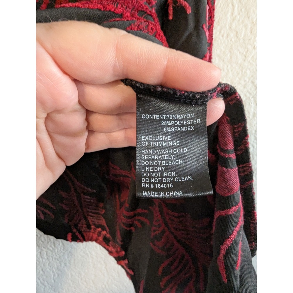 Calessa Womens XL Red‎ Blue Black Abstract Burnout Velvet Patchwork Tunic Top - Picture 4 of 15